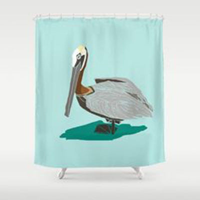 BigProStore Pelican Print Shower Curtains Mr Pelican Polyester Waterproof Bathroom Decor 3 Sizes Pelican Shower Curtain / Small (165x180cm | 65x72in) Pelican Shower Curtain