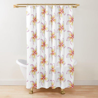 BigProStore Plumeria Bathroom Shower Curtains Plumeria White Ground Polyester Waterproof Bathroom Curtain 3 Sizes Plumeria Shower Curtain / Small (165x180cm | 65x72in) Plumeria Shower Curtain