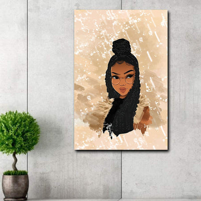 BigProStore African American Cartoon Canvas Pretty Afro Woman South African Decor Canvas