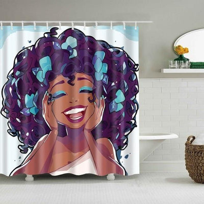 Black Girl Shower Curtain African American Melanin Women Bathroom Decor