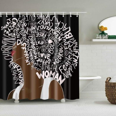 Melanin Afro Girl Shower Curtain African American Women Bathroom Decor