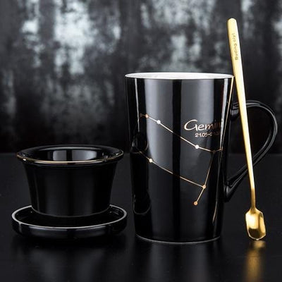 Creative 12 Constellations Black Gold Printing Coffee Mug