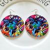 Colorful Afro Girl Wooden Drop Earrings