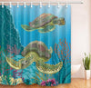 Sea Turtle Bathroom Shower Curtain Modern Beach Theme Tortoise Curtain