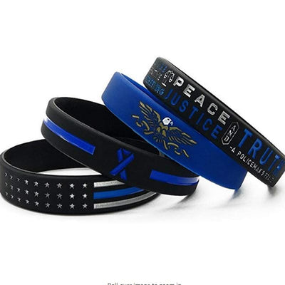 US Thin Blue Line Silicone Wristband Police Lives Matter Bracelet Gift