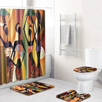 African American Bathroom Set Black Girl Shower Curtain Sets 4pcs Melanin Afro Girls Bathroom Decor