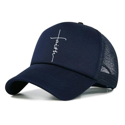 Faith Letter Printed Baseball Cap Fashion Snapback Mesh Trucker Hat