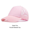 Fashion Ponytail Baseball Cap Cool Women Snapback Mesh Trucker Hats