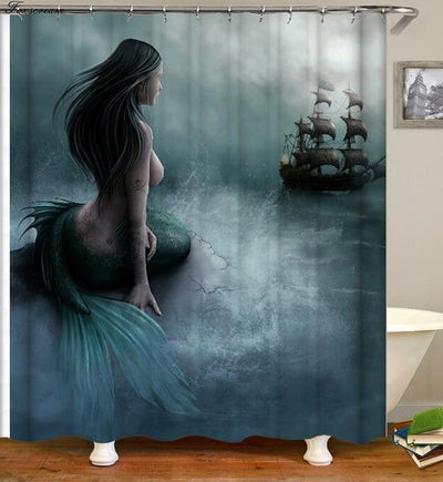 Cute Mermaid Shower Curtain Beautiful Fish Tail Girls Bathroom Curtain