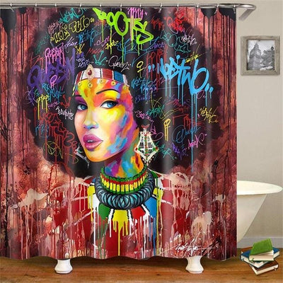 Afrocentric Shower Curtain African American Black Women Bathroom Decor
