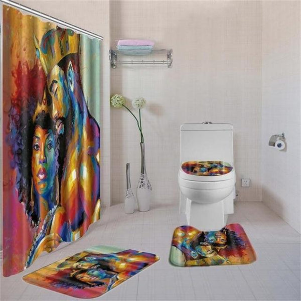 Cute African Print Melanin Afro Woman Colorful Art Shower Curtain Set –  BigProStore