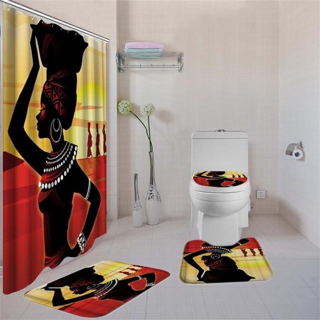 Cute African American African Queen Shower Curtain Bathroom Set 4pcs C –  BigProStore