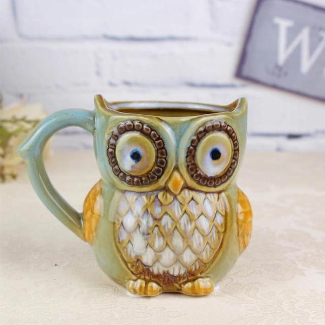 Customized Creative Printed 3D Animal Owl Design Travel Cup Coffee