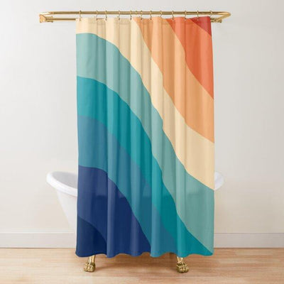 BigProStore Rainbow Bathroom Shower Curtains Retro Summer Rainbow Wave Polyester Water Proof Material Bathroom Decor 3 Sizes Rainbow Shower Curtain / Small (165x180cm | 65x72in) Rainbow Shower Curtain