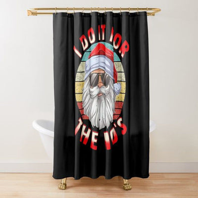 BigProStore Christmas Decorations Shower Curtain Santa I Do It For Polyester Waterproof Bathroom Decor 3 Sizes Christmas Shower Curtain / Small (165x180cm | 65x72in) Christmas Shower Curtain