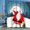 BigProStore Fabric Christmas Shower Curtain Santa In The City Polyester Waterproof Home Bath Decor 3 Sizes Christmas Shower Curtain / Small (165x180cm | 65x72in) Christmas Shower Curtain