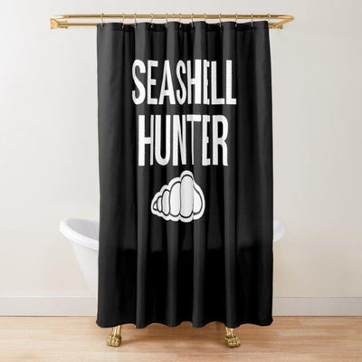 BigProStore Seashell Shower Curtain Seashell Hunter Black Polyester Shower Curtain Waterproof Bathroom Decor 3 Sizes Seashell Shower Curtain / Small (165x180cm | 65x72in) Seashell Shower Curtain