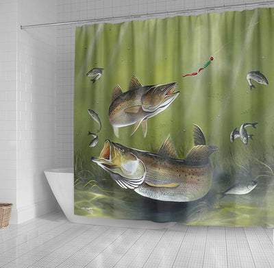 BigProStore Fishing Bathroom Shower Curtains Speckled Trout Geno Peoples Small Bathroom Decor Ideas Fishing Shower Curtain