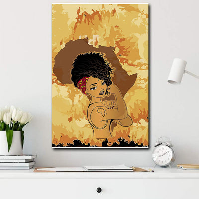 BigProStore Afro Art Print Canvas Strong African Woman Art Black African Wall Art Canvas / 8" x 12" Canvas
