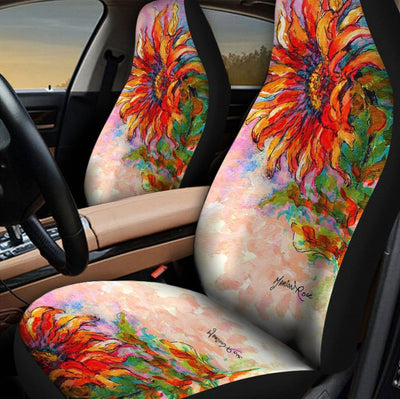 BigProStore Sunflower Car Seat Covers Stunning Beautiful Sunflower Car Seat Protector Universal Fit (Set of 2 Car Seat Covers Car Seat Cover