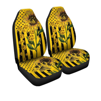 BigProStore Sunflower Car Seat Covers Dog Paws US Flag Design Universal Car Seat Covers Protector Set Of 2 Universal Fit (Set of 2 Car Seat Covers) Car Seat Covers
