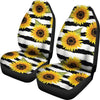 BigProStore Cute Sunflower Car Seat Covers Sunflowers Striped Pattern Print Universal Car Seat Covers Protector Set Of 2 Universal Fit (Set of 2 Car Seat Covers) Car Seat Covers
