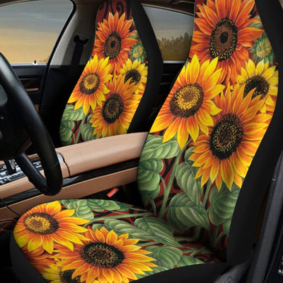 BigProStore Sunflower Car Seat Covers Sunflower And Butterfly Luxury Car Seat Covers Universal Fit (Set of 2 Car Seat Covers Car Seat Cover