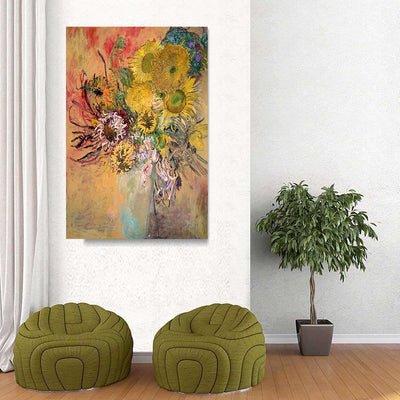 BigProStore Sunny Flower Wall Canvas Sunflower Boutonniere Home Decor Canvas / 24" x 36" Canvas