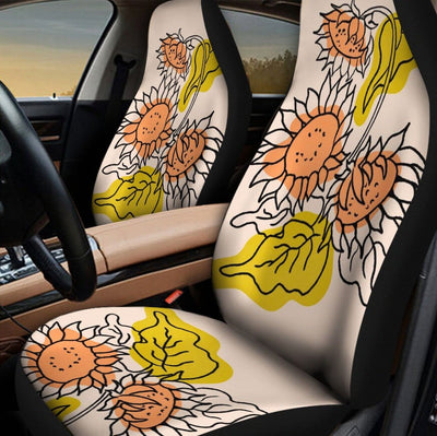 BigProStore Sunflower Car Seat Covers Sunflower Colorful Drawing Back Seat Covers Universal Fit (Set of 2 Car Seat Covers Car Seat Cover