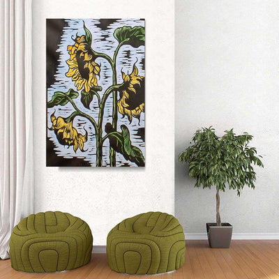 BigProStore Sunflower Retro Vintage Canvas Sunflower Grown In The Wind Home Decor Canvas / 32" x 48" Canvas