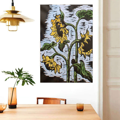 BigProStore Sunflower Retro Vintage Canvas Sunflower Grown In The Wind Home Decor Canvas