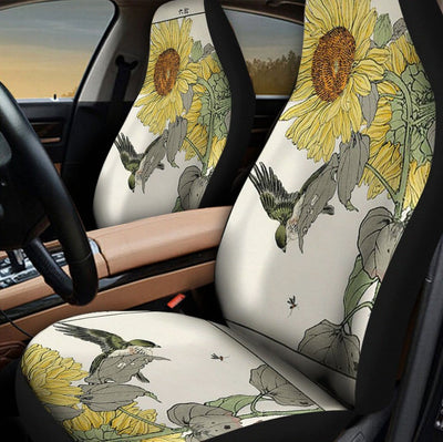 BigProStore Sunflower Car Seat Covers Sunflower Print Watercolor Luxury Car Seat Covers Universal Fit (Set of 2 Car Seat Covers Car Seat Cover