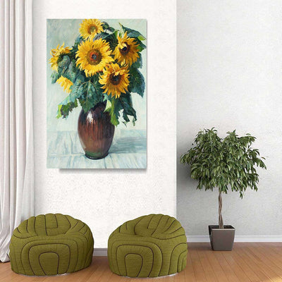 BigProStore Sunflower Art Print Canvas Sunny Flower Summer Gift Home Decor Canvas / 32" x 48" Canvas