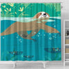 BigProStore Sloth Shower Curtain Swimming Sloth Small Bathroom Decor Ideas Sloth Presents Sloth Shower Curtain / Small (165x180cm | 65x72in) Sloth Shower Curtain