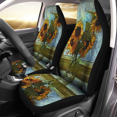 BigProStore Sunflower Seat Covers The Happiness Sunflower Front Car Seat Covers Universal Fit (Set of 2 Car Seat Covers Car Seat Cover