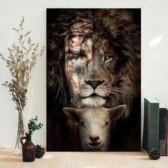 BigProStore Lion Of Judah Painting Canvas The Lion And The Lamb Wall Decor At Home Lion Of Judah