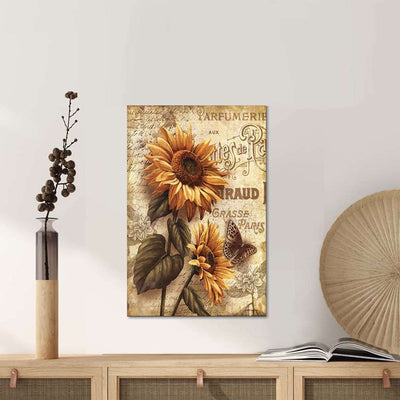 BigProStore Sunflower Retro Vintage Canvas The Royal Flower Home Decor Canvas / 16" x 24" Canvas