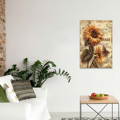 BigProStore Sunflower Retro Vintage Canvas The Royal Flower Home Decor Canvas / 24" x 36" Canvas