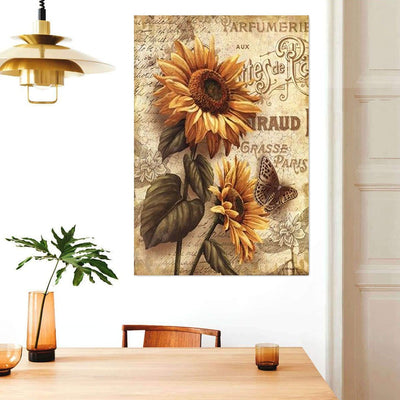 BigProStore Sunflower Retro Vintage Canvas The Royal Flower Home Decor Canvas