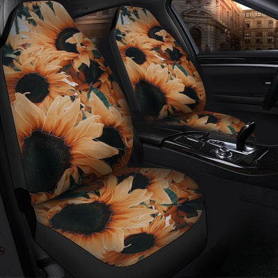 BigProStore Sunflower Seat Covers The Royal Golden Sunny Flower Car Seat Cover Set Universal Fit (Set of 2 Car Seat Covers Car Seat Cover
