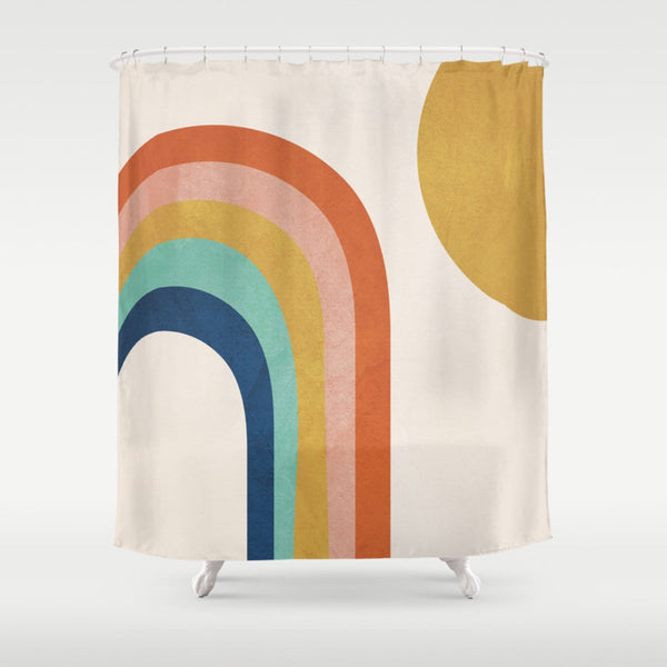 Erosebridal Rainbow Decor for Girls,Rainbow Shower Curtain 72 Wx78 L  Pastel Pink Blue Kawaii Bath Curtain for Toddler Girly,Rainbow Shower  Curtain