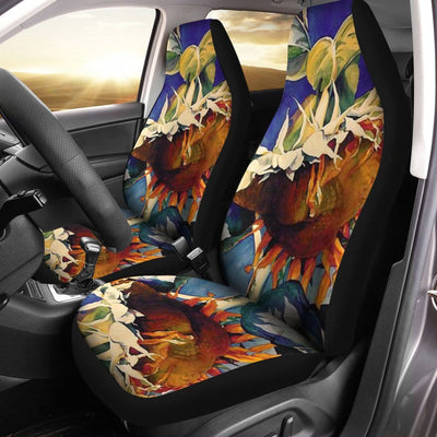 BigProStore Sunflower Car Seat Covers The Sunny Flower Daze Front Car Seat Covers Universal Fit (Set of 2 Car Seat Covers Car Seat Cover