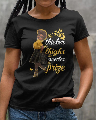 BigProStore The Thicker The Thighs The Sweeter The Prize African American T-Shirt G200 Gildan Ultra Cotton T-Shirt / Black / S T-shirt