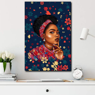 BigProStore Afro Art Print Canvas Traditional Black Woman African Designs Canvas / 8" x 12" Canvas