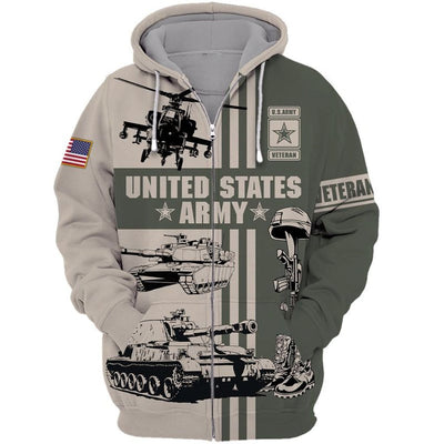 BigProStore Us Army Clothing United States Army Gray USA Army Hoodie - Sweatshirt - Tshirt - Zip Hoodie Zip Hoodie / S