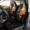 BigProStore USMC Best Seat Covers USMC Fire Skull Seat Protector Polyester Microfiber Set Of 2 USMC car seat cover
