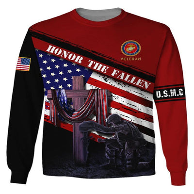 BigProStore U.S.M.C Veteran Apparel Veteran Usmc Honor The Fallen Usa Army Hoodie - Sweatshirt - Tshirt - Zip Hoodie Sweatshirt / S