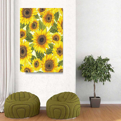 BigProStore Sunflower Canvas Design Watercolor Sunny Flower Wall Art And Decor Canvas / 32" x 48" Canvas