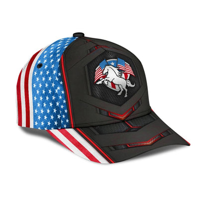 BigProStore Horse Baseball Cap Horse American Flag Carbon Design Men Women Classic Hat Baseball Cap