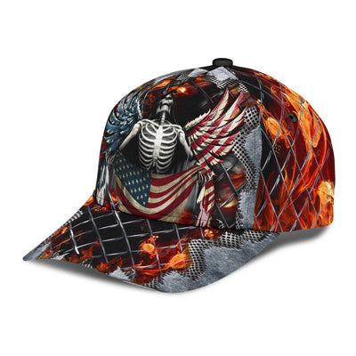 BigProStore Skeleton Baseball Cap Skeleton Fire American Wing Design Classic Men Women Classic Hat Baseball Cap